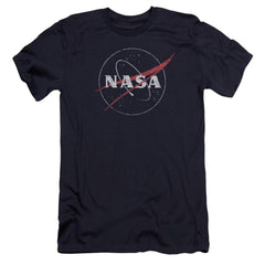 NASA Distressed Logo Men's Ultra-Soft 30/1 Cotton Slim Short-Sleeve T-Shirt
