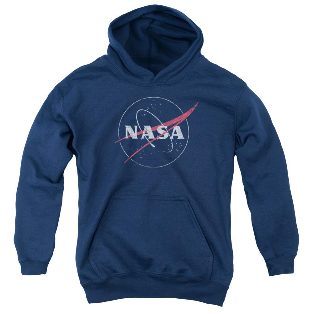 NASA Distressed Logo Youth Cotton Poly Pull-Over Hoodie