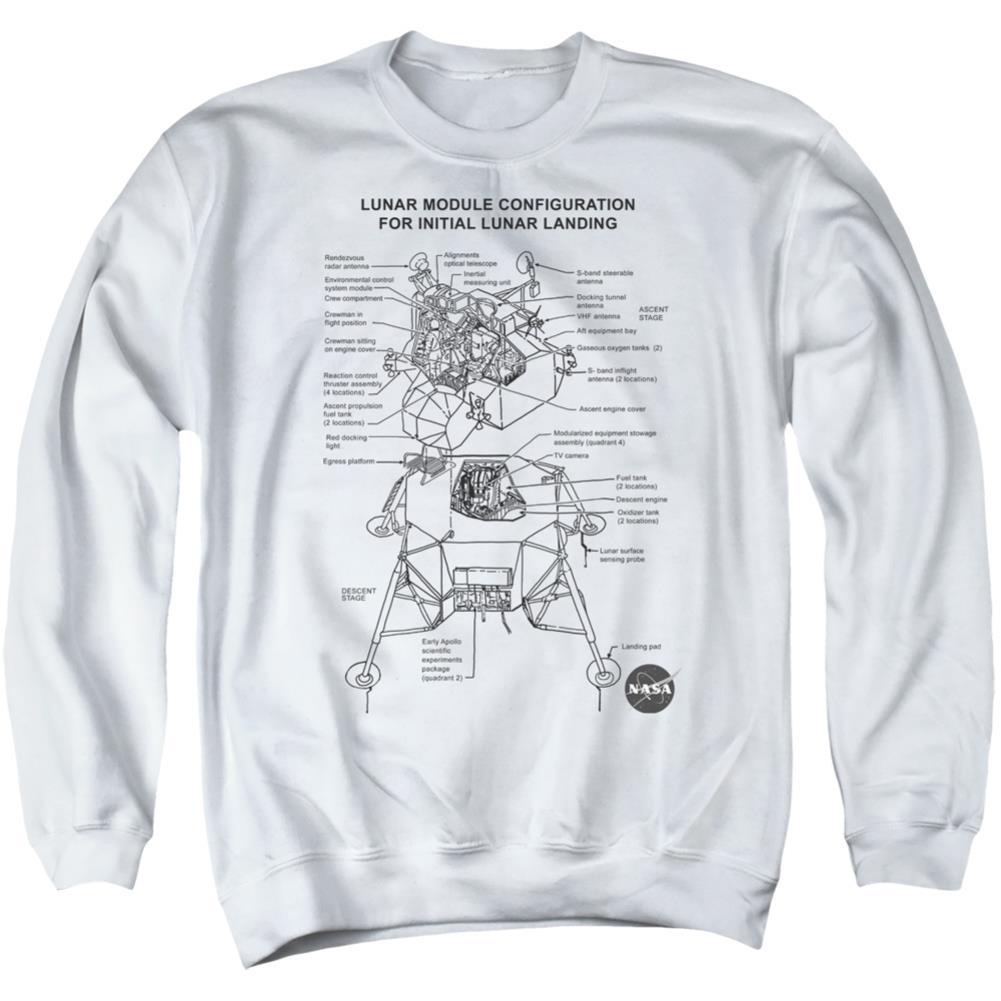 NASA Lunar Module Digram Men's Crewneck 50 50 Poly Long-Sleeve T-Shirt