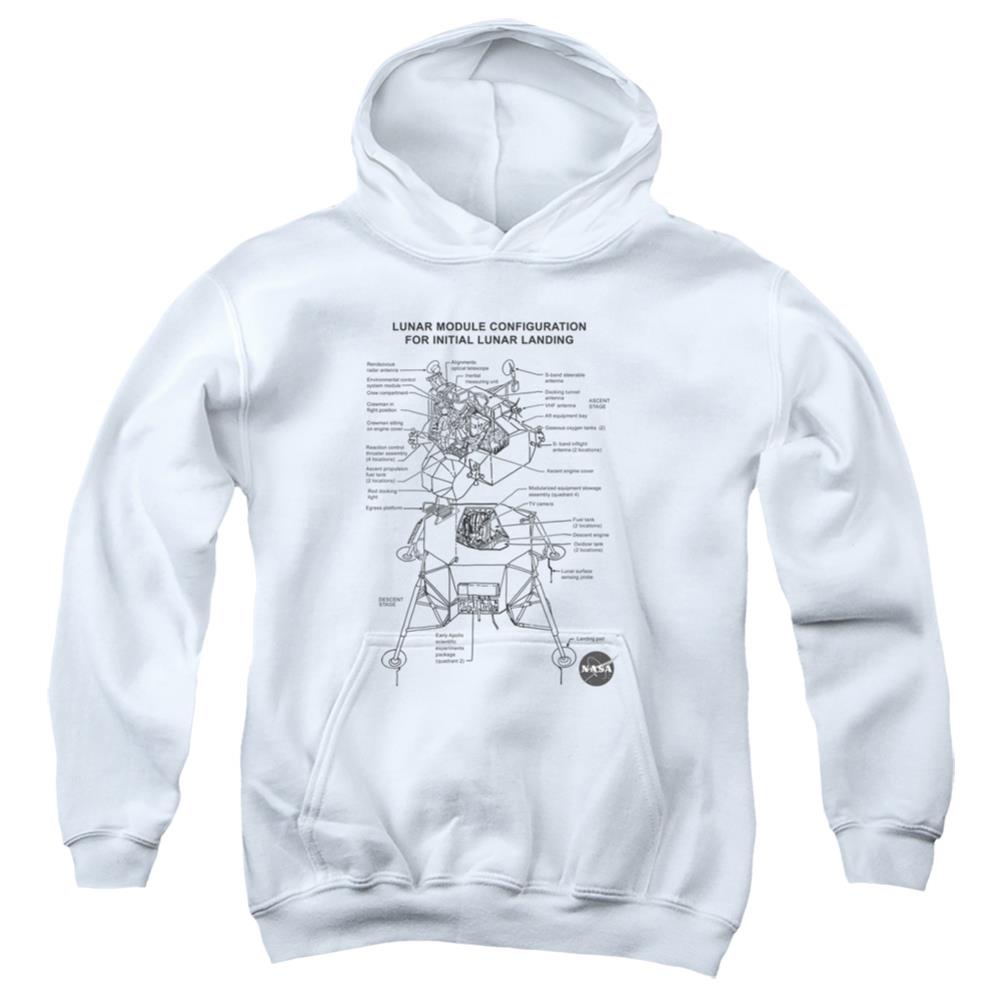 NASA Lunar Module Digram Youth Cotton Poly Pull-Over Hoodie