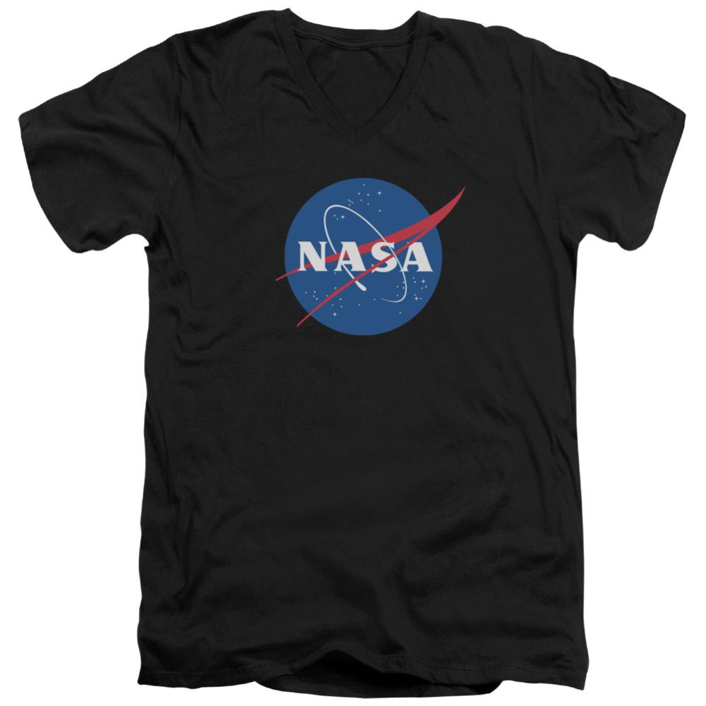 NASA Meatball Logo Men's 30/1 Cotton Slim V-Neck T-Shirt