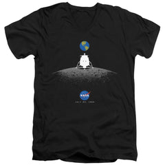 NASA Moon Landing Simple Men's 30/1 Cotton Slim V-Neck T-Shirt