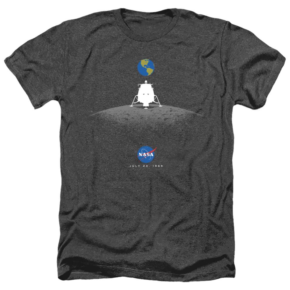 NASA Moon Landing Simple Men's 30/1 Heather 60 40 Poly Short-Sleeve T-Shirt