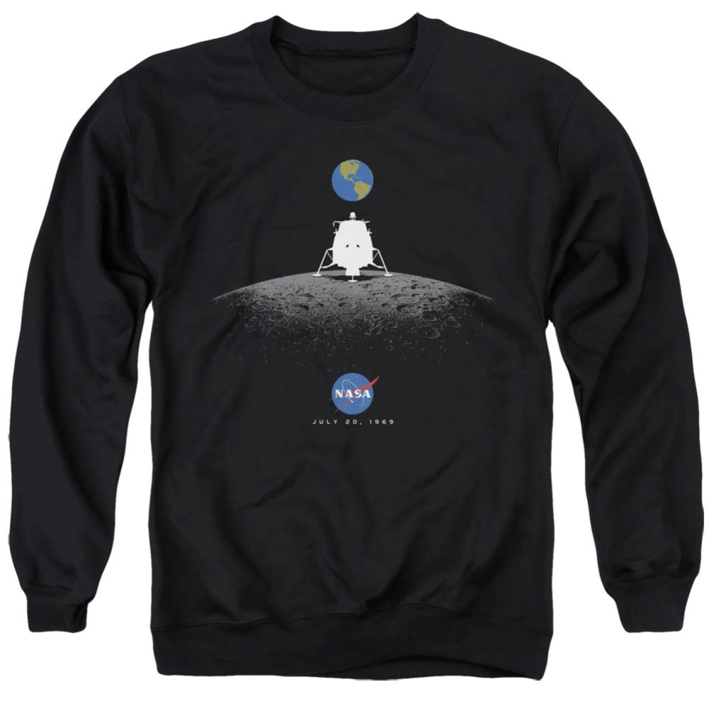 NASA Moon Landing Simple Men's Crewneck 50 50 Poly Long-Sleeve T-Shirt