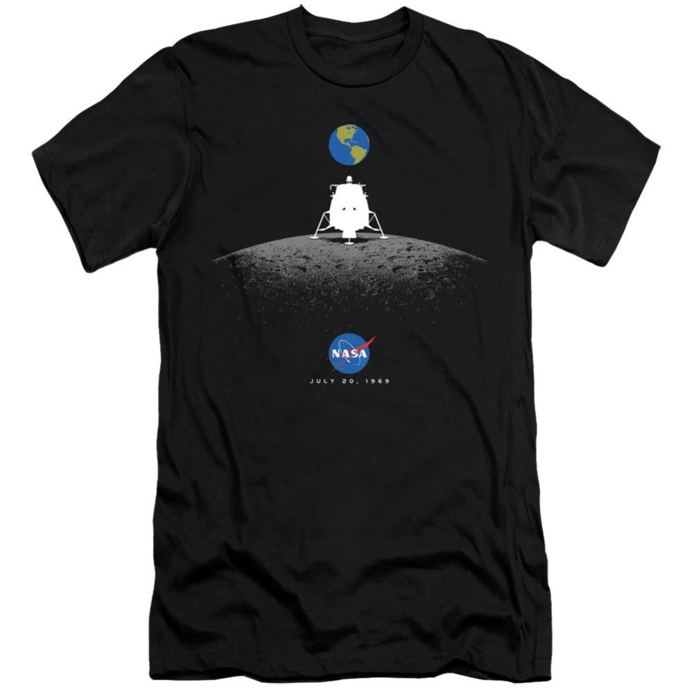 NASA Moon Landing Simple Men's Ultra-Soft 30/1 Cotton Slim Short-Sleeve T-Shirt