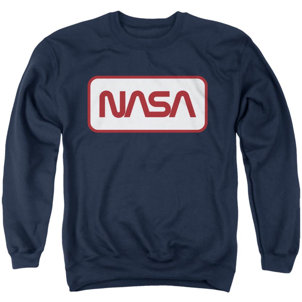 NASA Rectagular Worm Logo Men's Crewneck 50 50 Poly Long-Sleeve T-Shirt