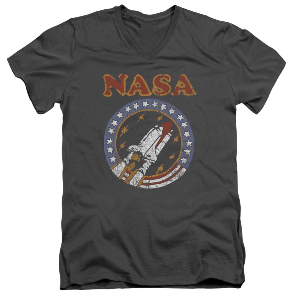 NASA Retro Shuttle Men's 30/1 Cotton Slim V-Neck T-Shirt