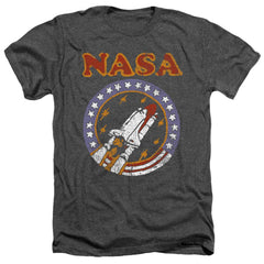 NASA Retro Shuttle Men's 30/1 Heather 60 40 Poly Short-Sleeve T-Shirt