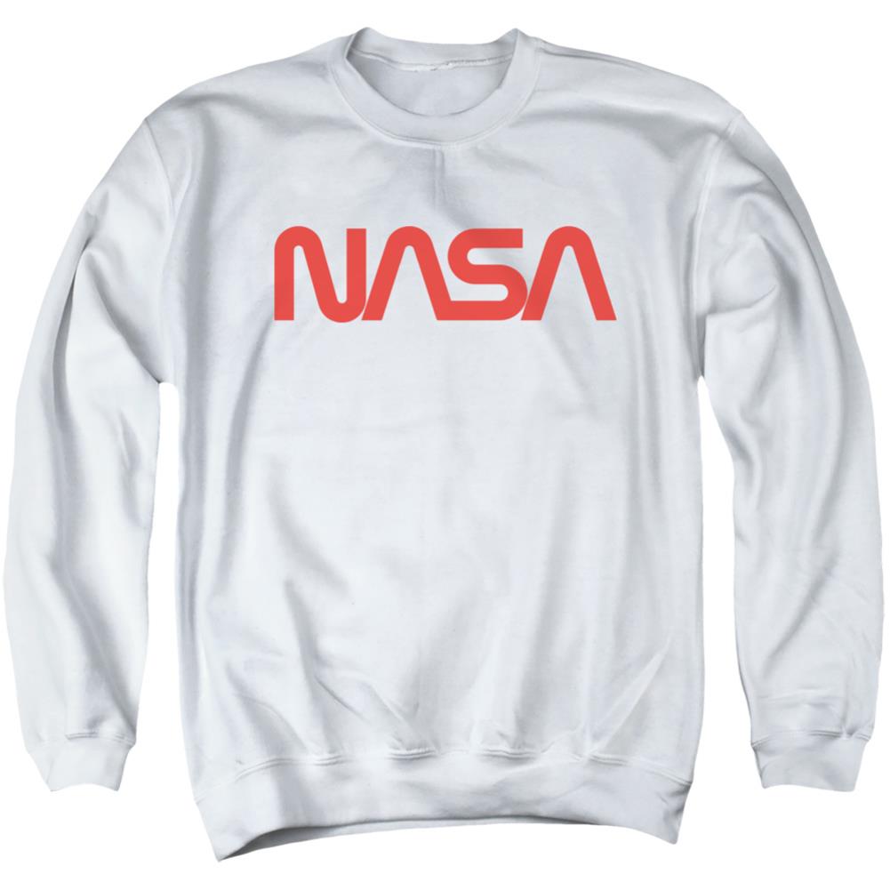 NASA Worm Logo Men's Crewneck 50 50 Poly Long-Sleeve T-Shirt