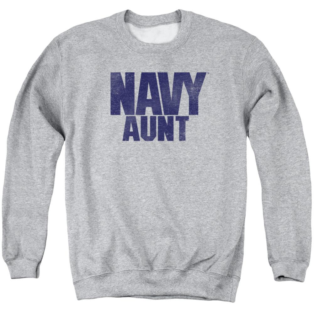Navy Aunt Men's Crewneck 50 50 Poly Long-Sleeve T-Shirt