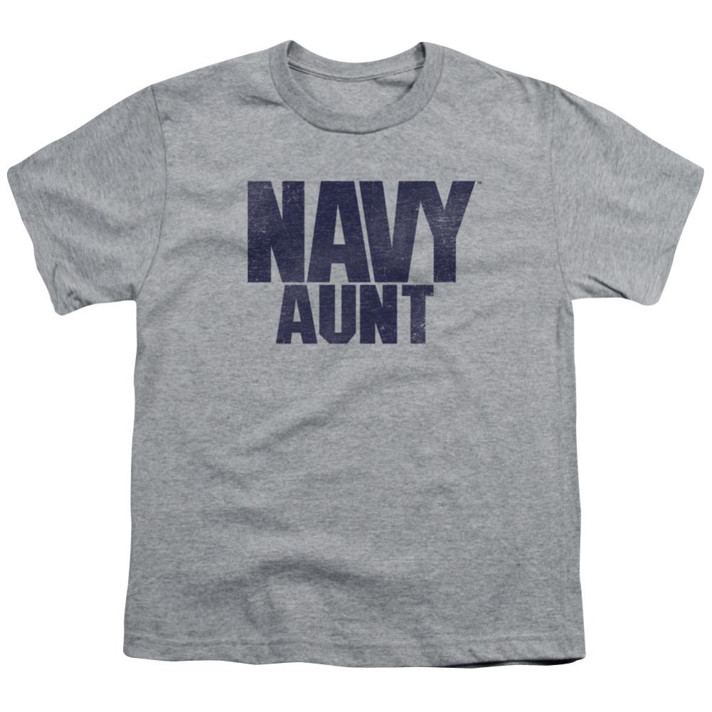 Navy Aunt Youth 18/1 100% Cotton Short-Sleeve T-Shirt