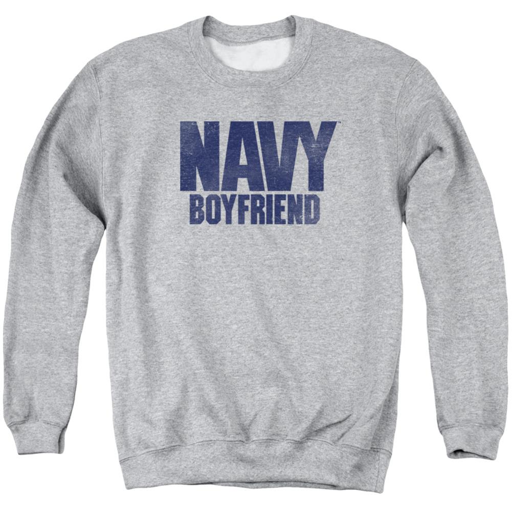 Navy Boyfriend Men's Crewneck 50 50 Poly Long-Sleeve T-Shirt
