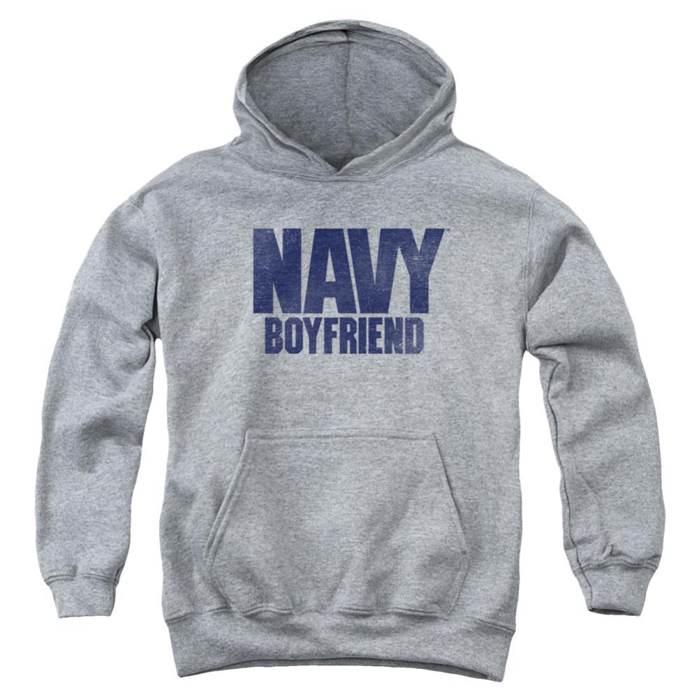 Navy Boyfriend Youth Cotton Poly Pull-Over Hoodie