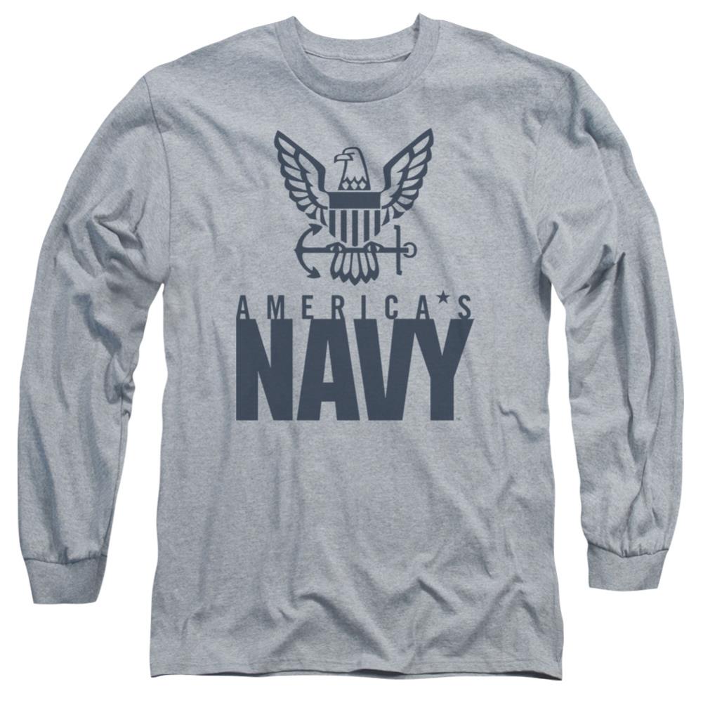 Navy Eagle Logo Men's 18/1 Cotton Long-Sleeve T-Shirt
