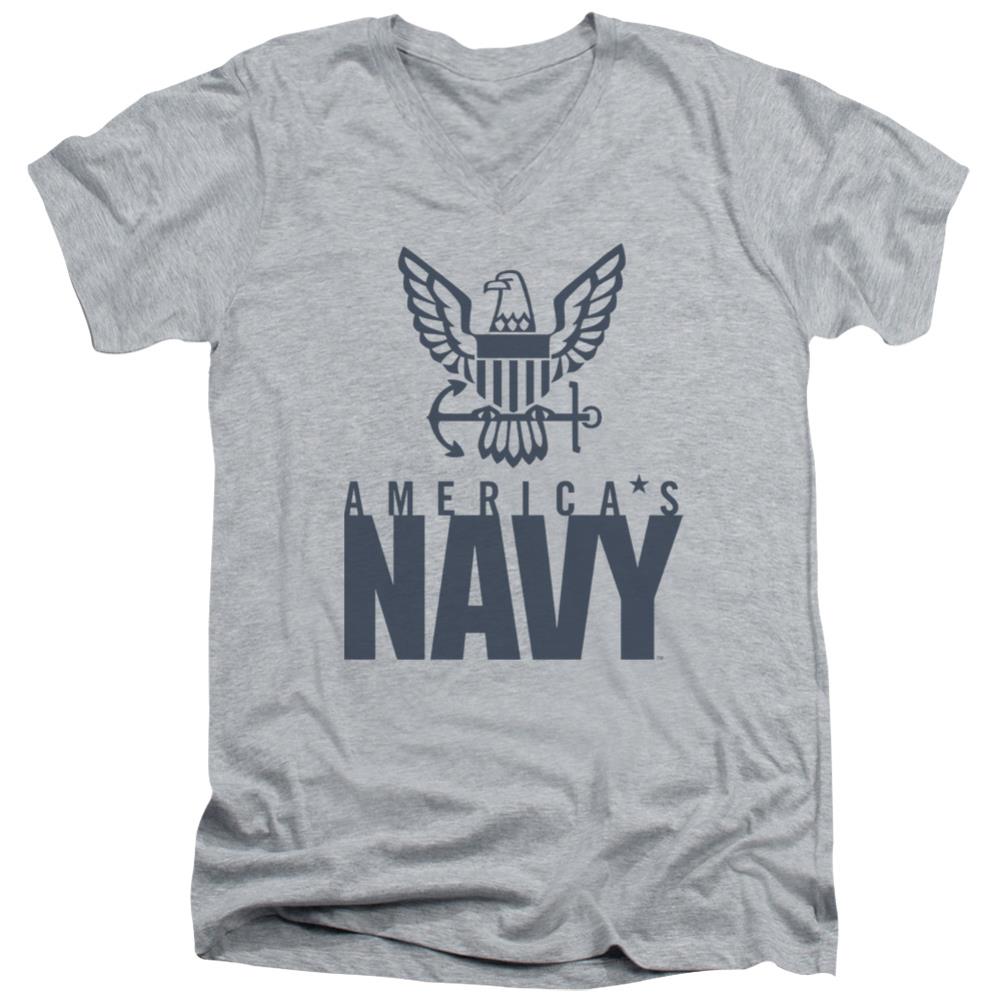 Navy Eagle Logo Men's 30/1 Cotton Slim V-Neck T-Shirt