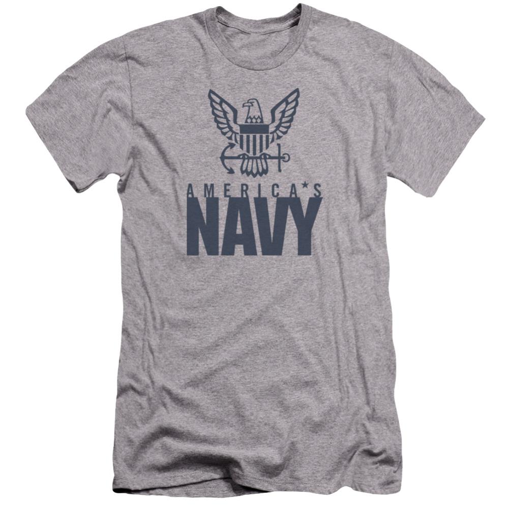 Navy Eagle Logo Men's Ultra-Soft 30/1 Cotton Slim Short-Sleeve T-Shirt