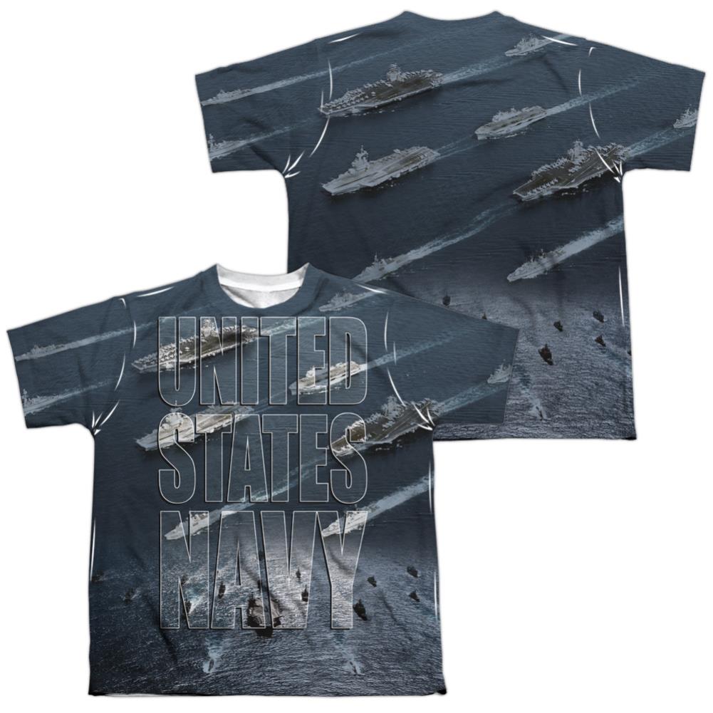 Navy Fleet (Front/Back Print) Youth Regular Fit Poly Short-Sleeve T-Shirt