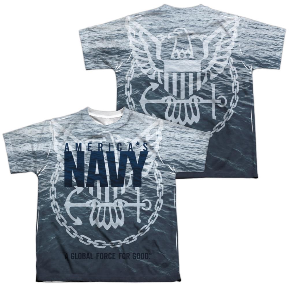 Navy Force For Good (Front/Back Print) Youth Regular Fit Poly Short-Sleeve T-Shirt