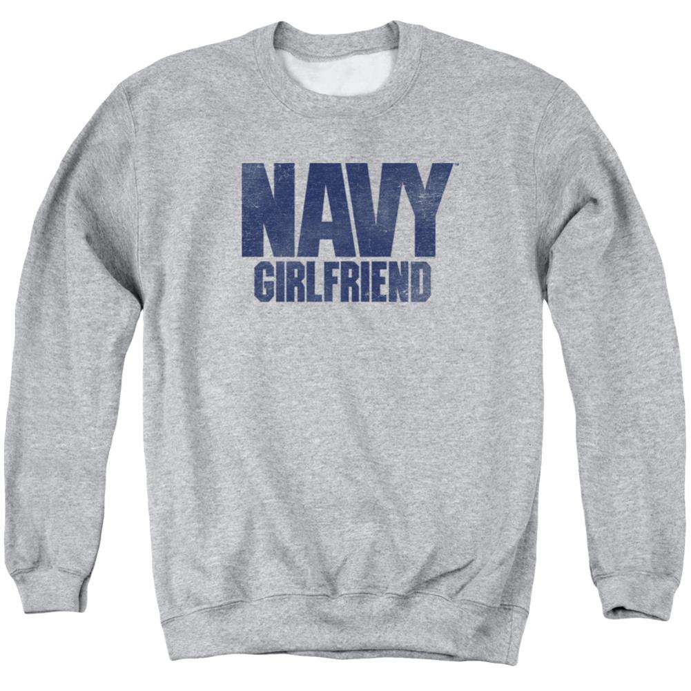 Navy Girlfriend Men's Crewneck 50 50 Poly Long-Sleeve T-Shirt