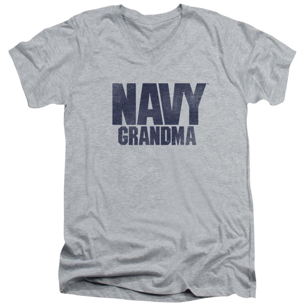 Navy Grandma Men's 30/1 Cotton Slim V-Neck T-Shirt