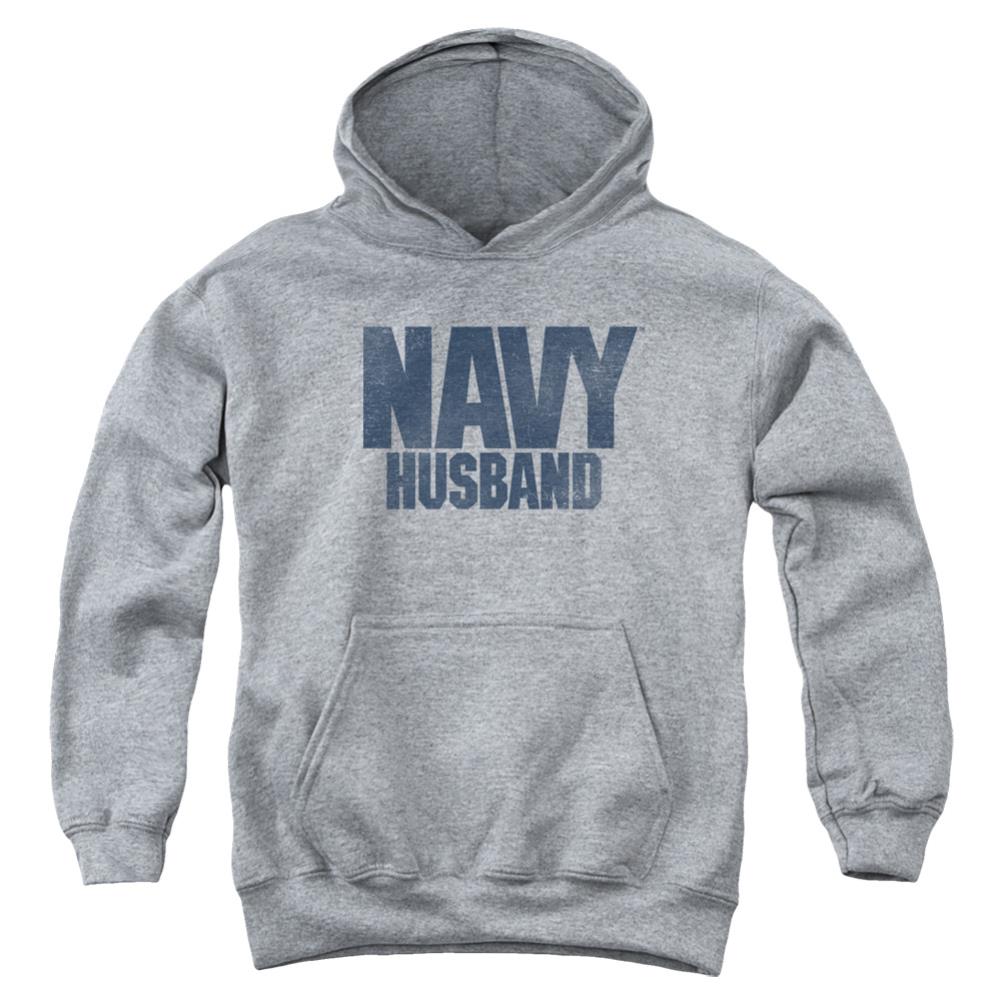 Navy Husband Youth Cotton Poly Pull-Over Hoodie
