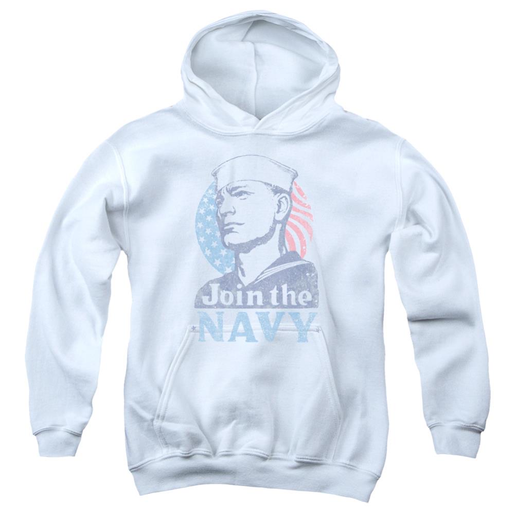 Navy Join Now Youth Cotton Poly Pull-Over Hoodie