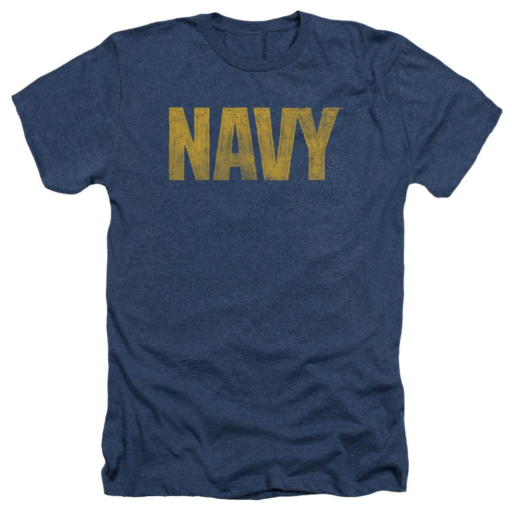 Navy Logo Men's 30/1 Heather 60 40 Poly Short-Sleeve T-Shirt