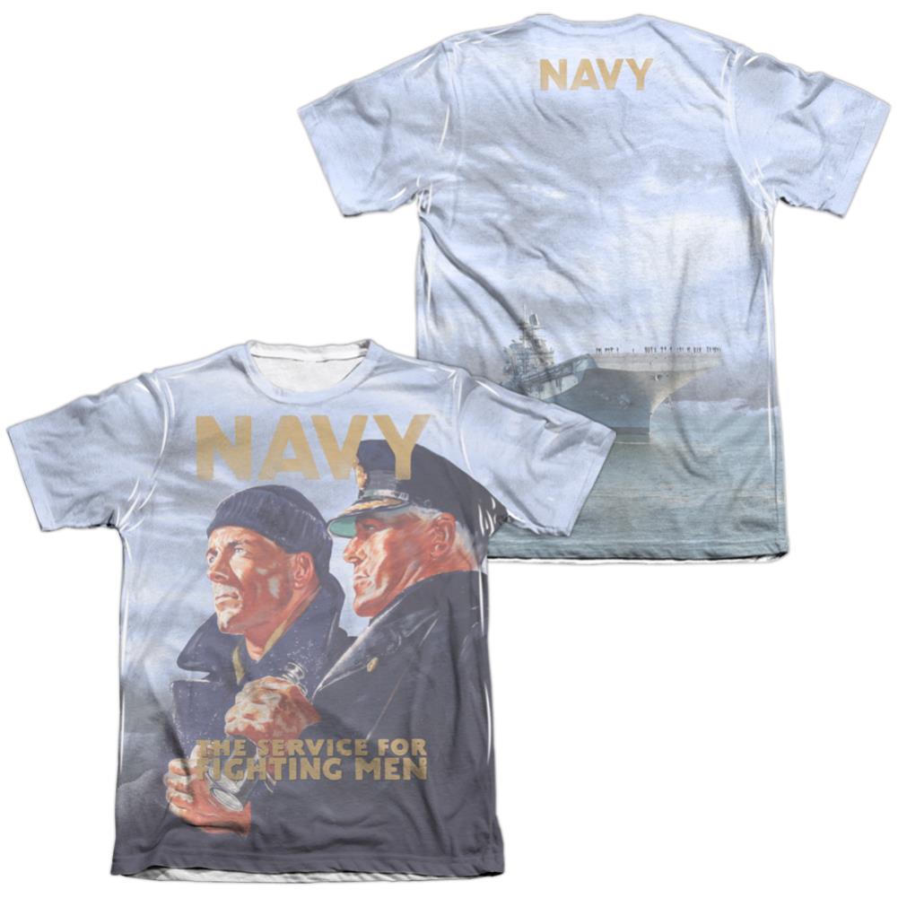 Navy Long Gaze (Front/Back Print) Men's Regular Fit Poly Cotton Short-Sleeve T-Shirt