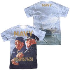 Navy Long Gaze (Front/Back Print) Men's Regular Fit Polyester Short-Sleeve T-Shirt
