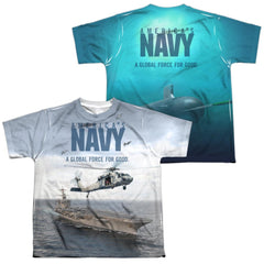 Navy Over And Under (Front/Back Print) Youth Regular Fit Poly Short-Sleeve T-Shirt