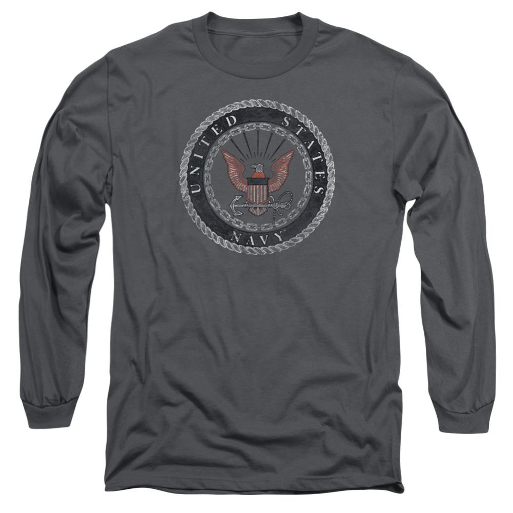 Navy Rough Emblem Men's 18/1 Cotton Long-Sleeve T-Shirt