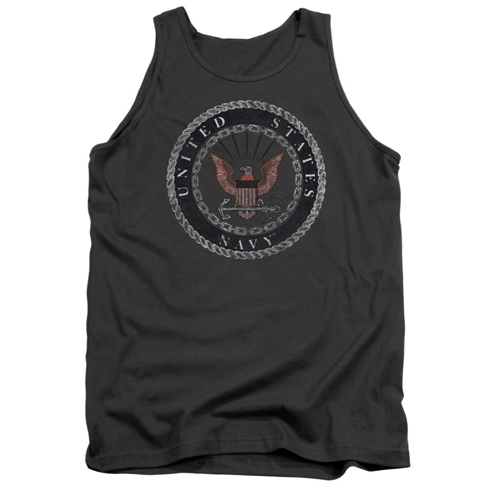 Navy Rough Emblem Men's 18/1 Cotton Tank Top