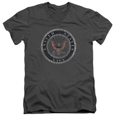 Navy Rough Emblem Men's 30/1 Cotton Slim V-Neck T-Shirt