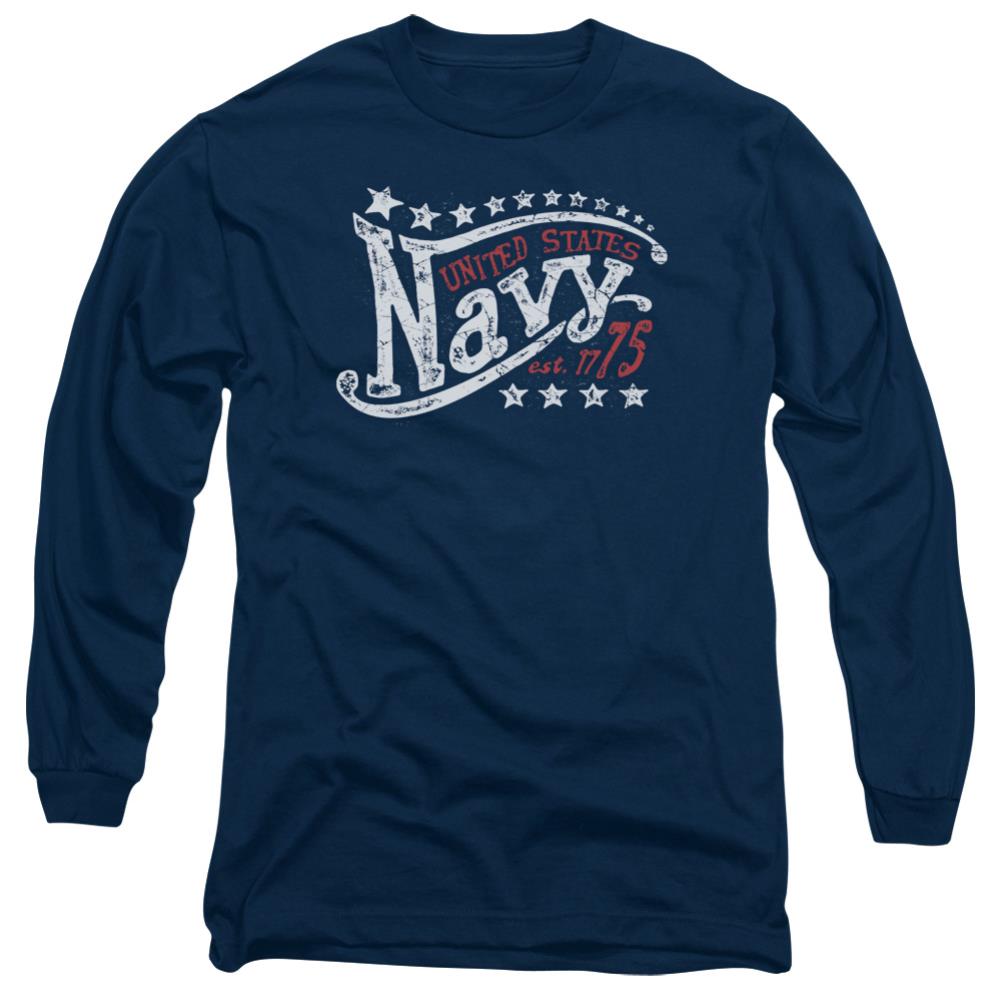 Navy Stars Men's 18/1 Cotton Long-Sleeve T-Shirt