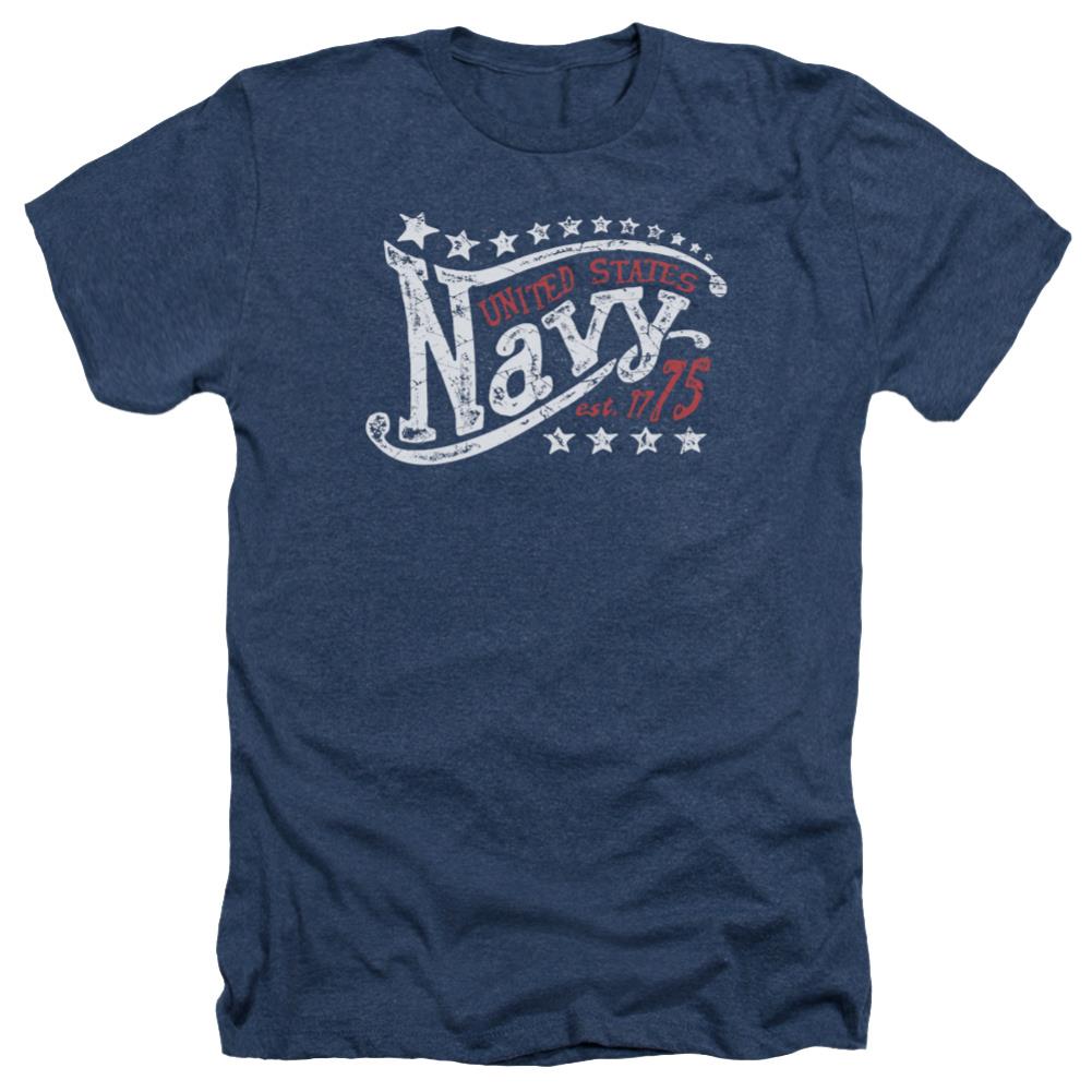 Navy Stars Men's 30/1 Heather 60 40 Poly Short-Sleeve T-Shirt