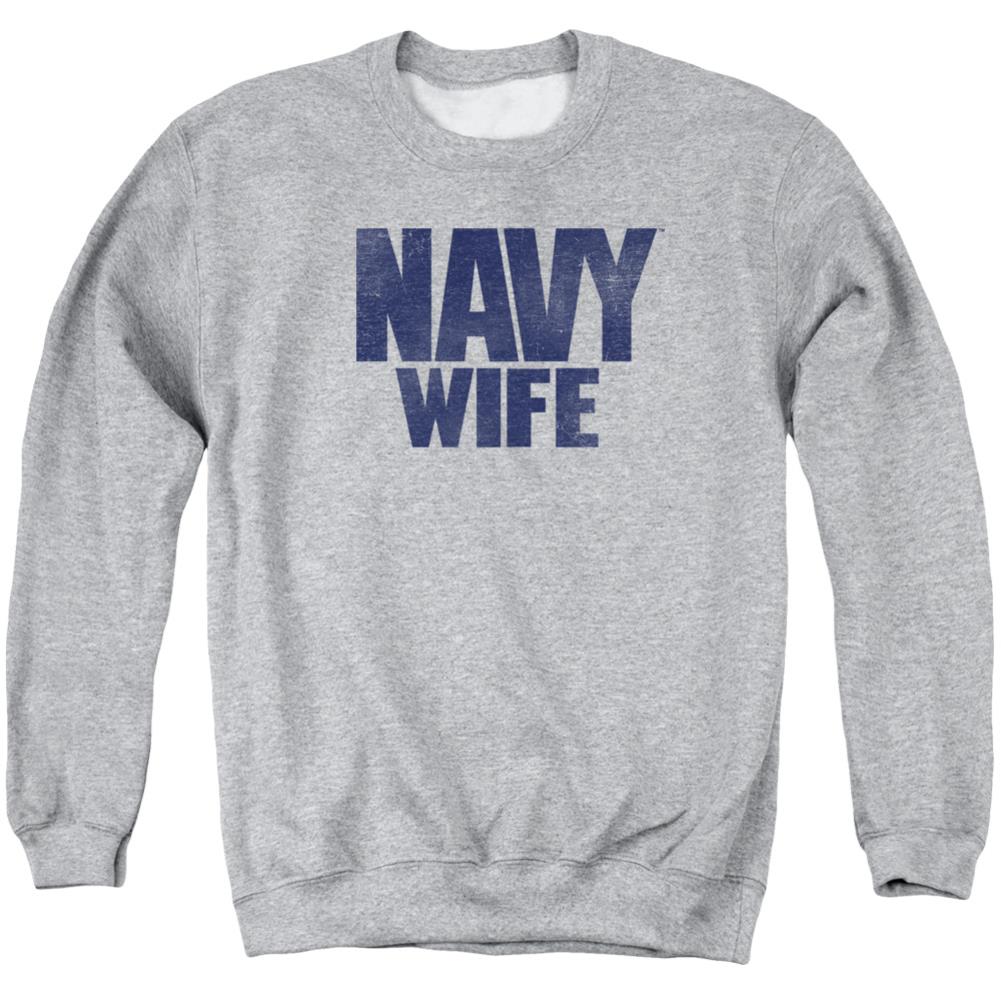 Navy Wife Men's Crewneck 50 50 Poly Long-Sleeve T-Shirt