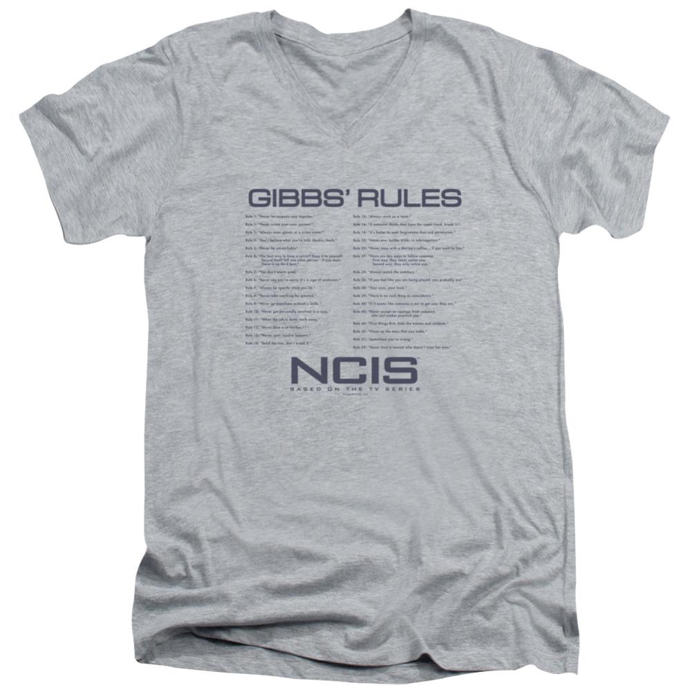 NCIS Gibbs Rules Men's 30/1 Cotton Slim V-Neck T-Shirt