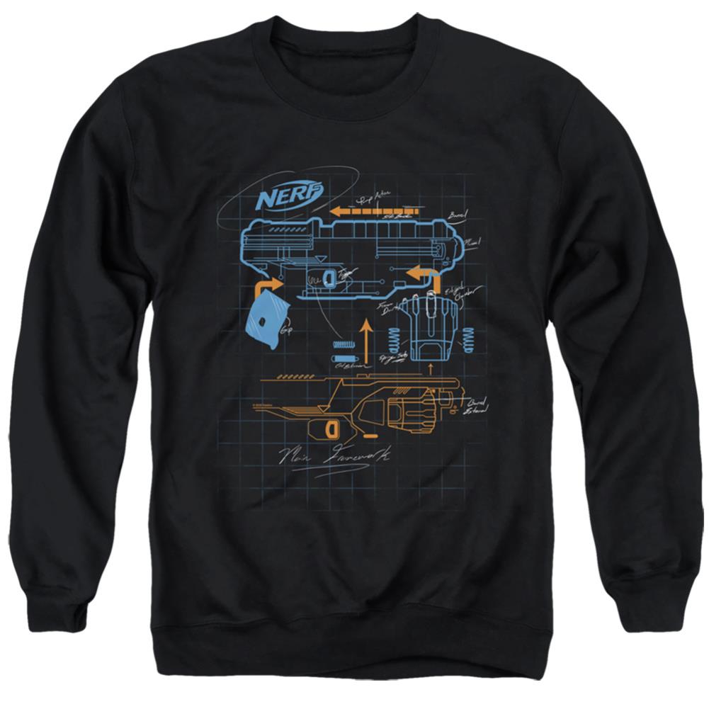 Nerf Deconstructed Nerf Gun Men's Crewneck 50 50 Poly Long-Sleeve T-Shirt