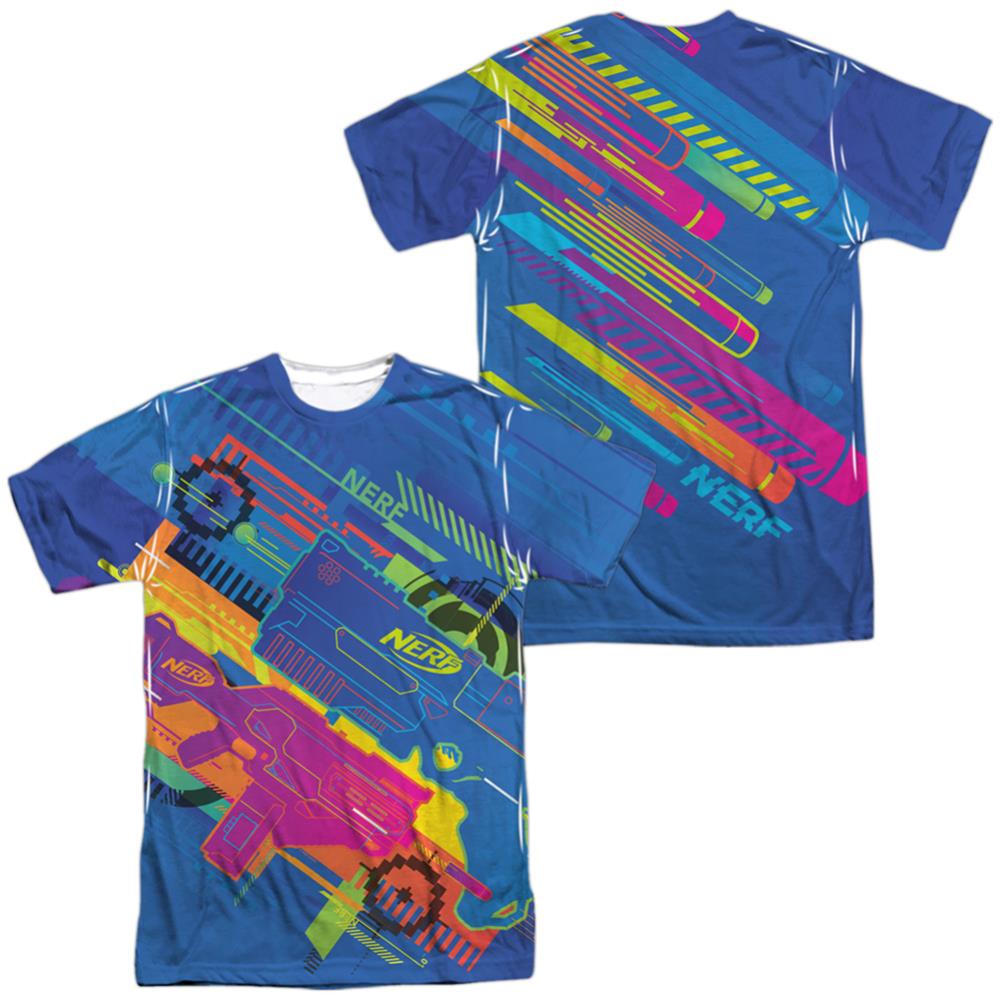 Nerf Neon Collage (Front/Back Print) Men's Regular Fit Polyester Short-Sleeve T-Shirt