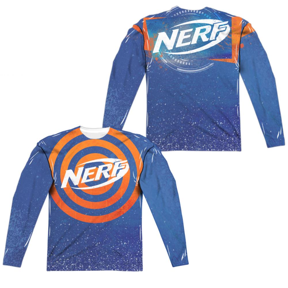 Nerf Target Practice (Front/Back Print) Men's Regular Fit Polyester Long-Sleeve T-Shirt