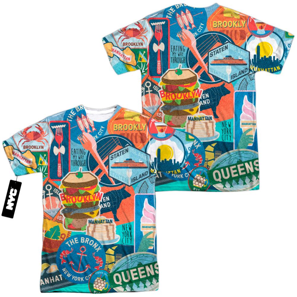 New York City Eating NYC (Front/Back Print) Men's Regular Fit Polyester Short-Sleeve T-Shirt