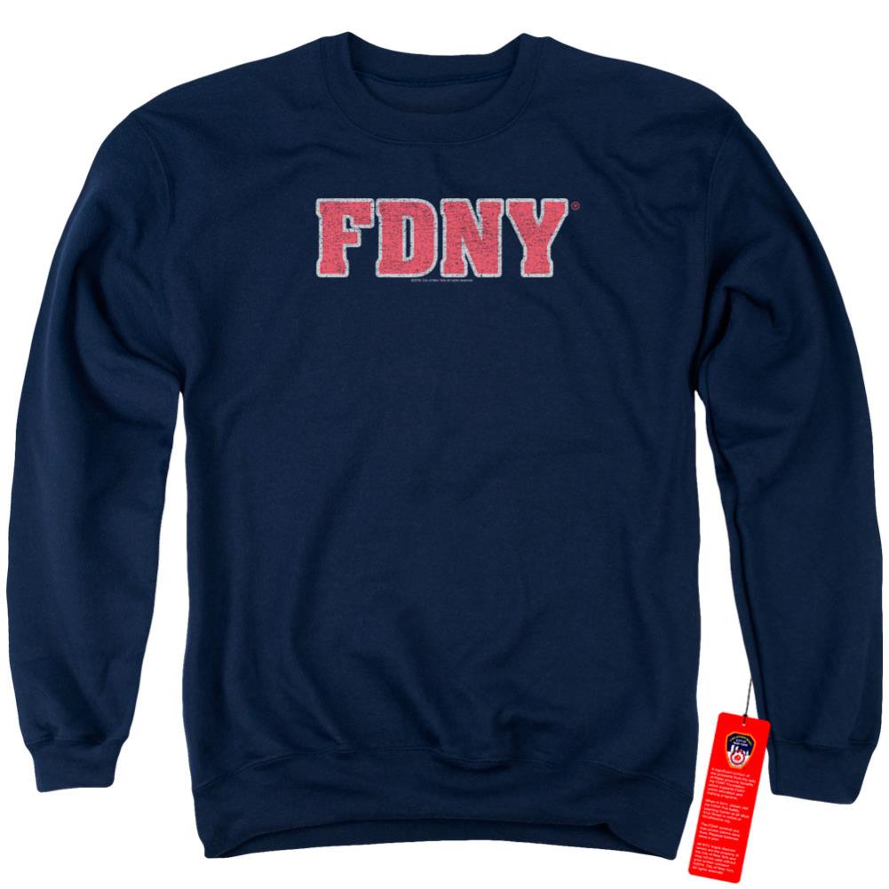 New York City FDNY Men's Crewneck 50 50 Poly Long-Sleeve T-Shirt