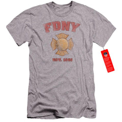 New York City FDNY Vintage Badge Men's Ultra-Soft 30/1 Cotton Slim Short-Sleeve T-Shirt
