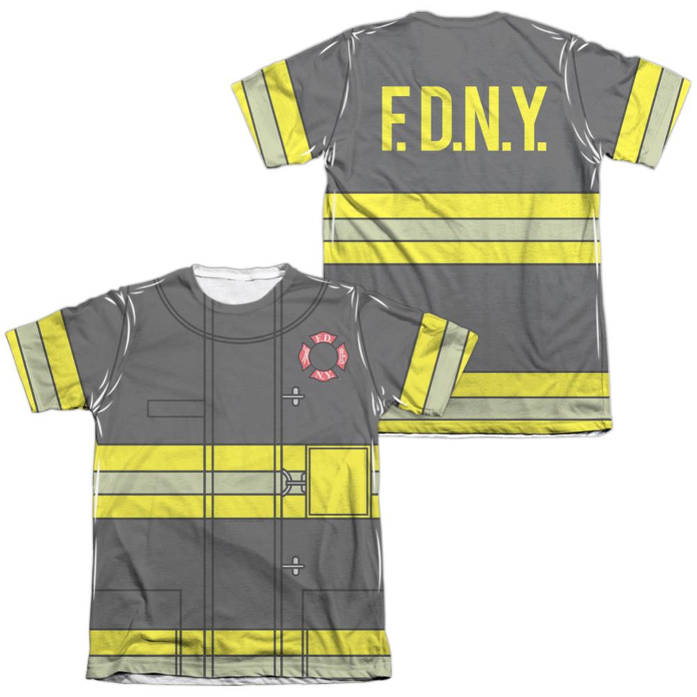 New York City Firefighter Uniform (Front/Back Print) Men's Regular Fit Poly Cotton Short-Sleeve T-Shirt