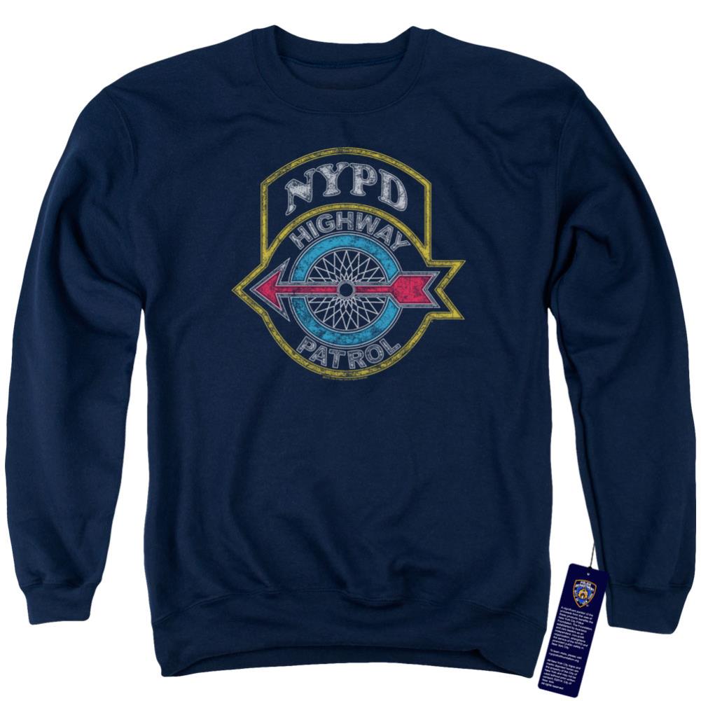 New York City Highway Patrol Men's Crewneck 50 50 Poly Long-Sleeve T-Shirt