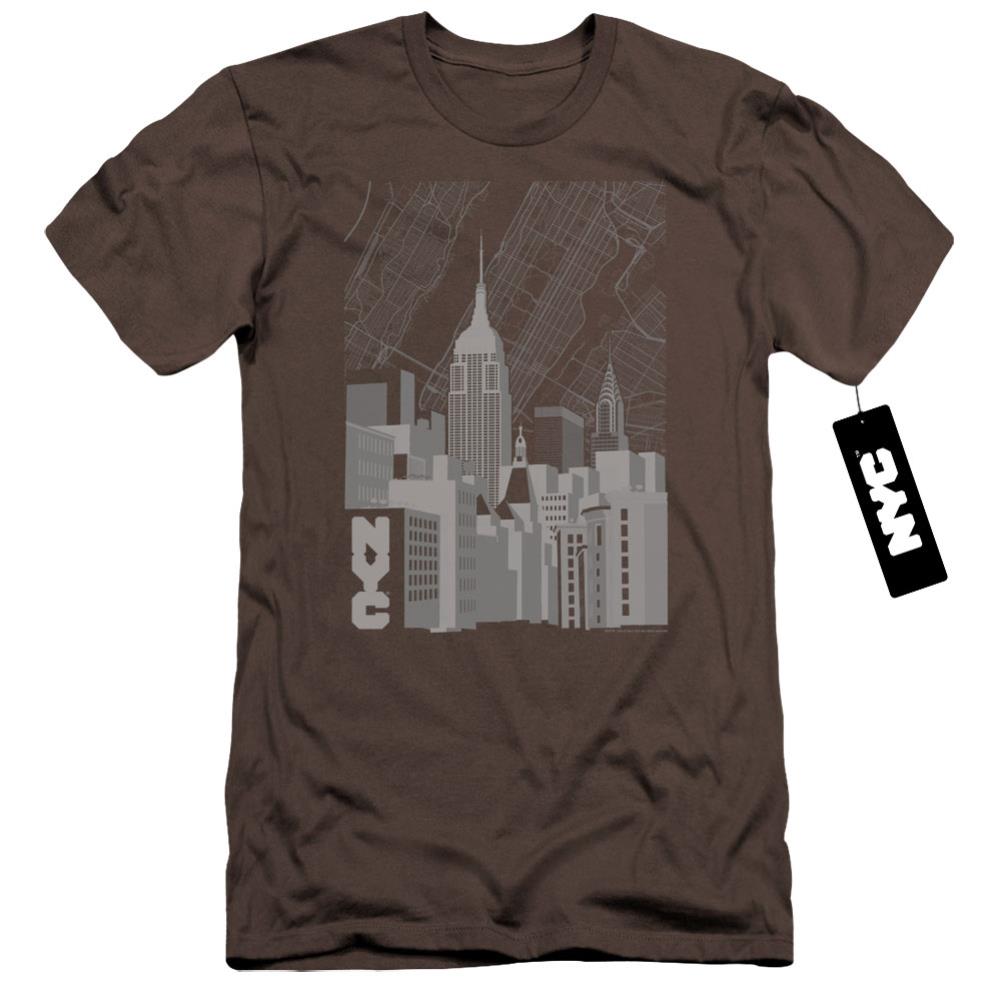 New York City Manhattan Monochrome Men's Ultra-Soft 30/1 Cotton Slim Short-Sleeve T-Shirt