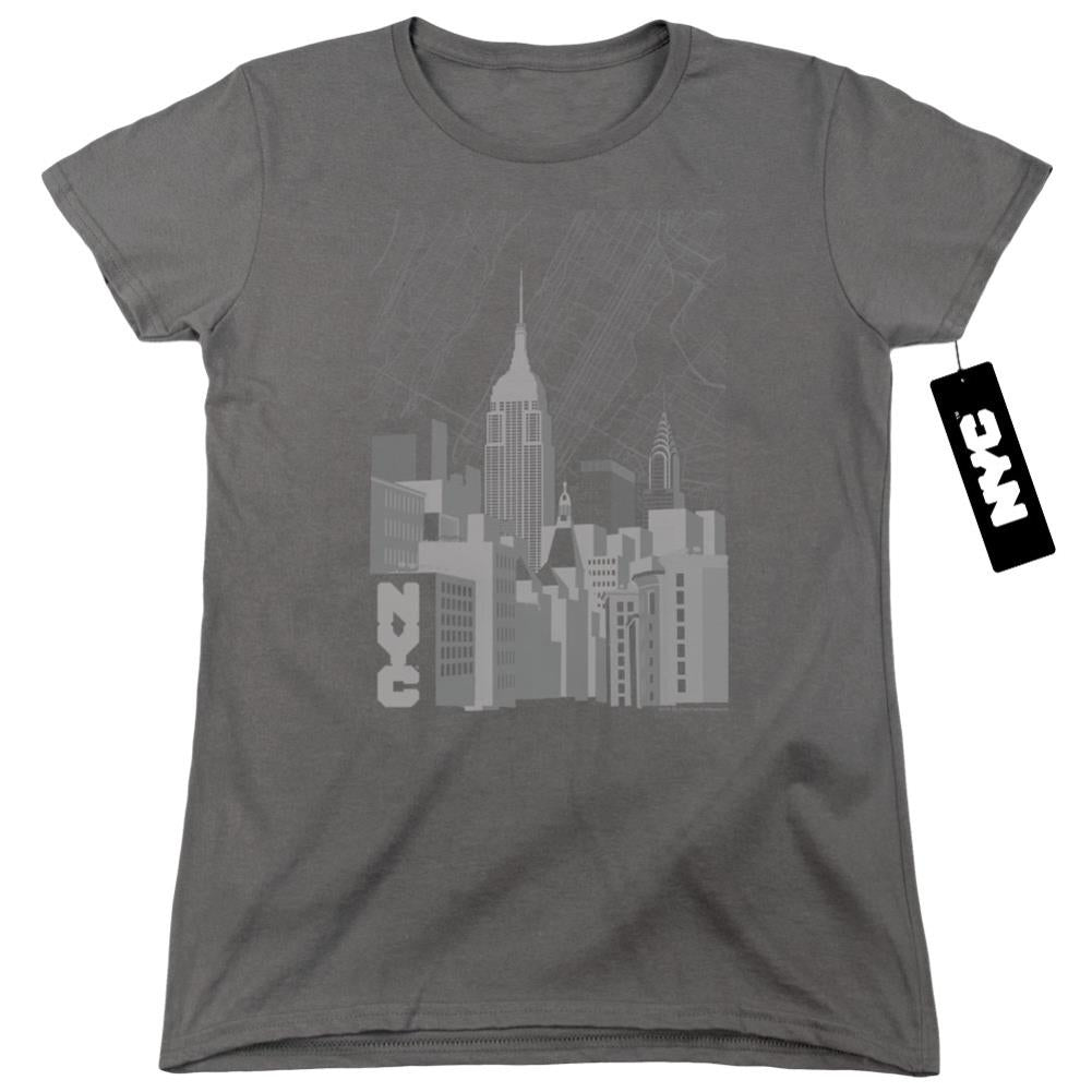 New York City Manhattan Monochrome Women's 18/1 Cotton Short-Sleeve T-Shirt