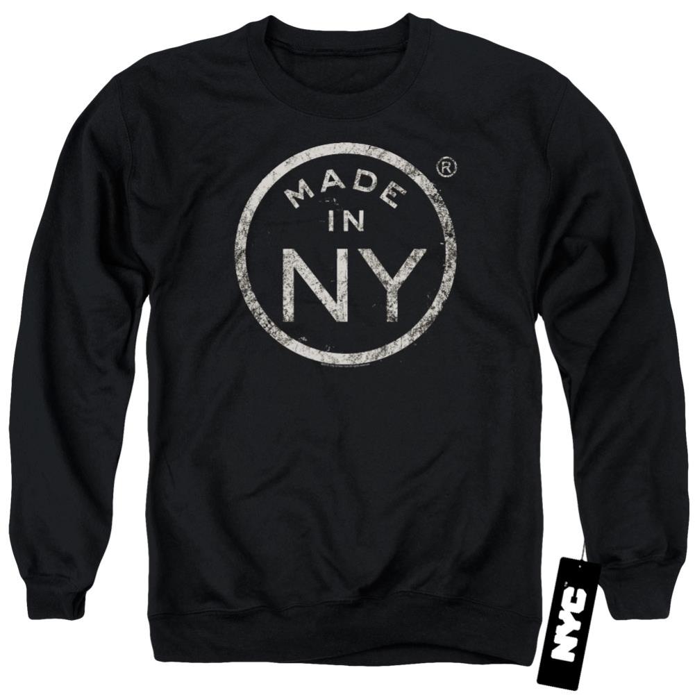 New York City NY Made Men's Crewneck 50 50 Poly Long-Sleeve T-Shirt