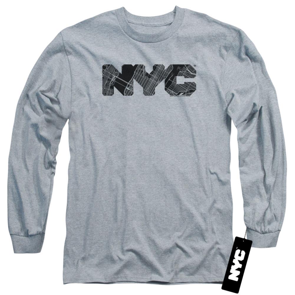 New York City NYC Map Fill Men's 18/1 Cotton Long-Sleeve T-Shirt
