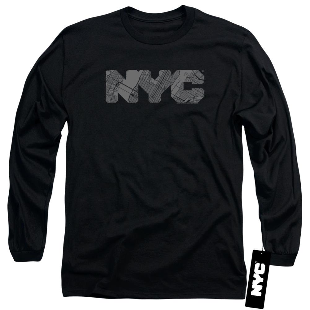 New York City NYC Map Fill Men's 18/1 Cotton Long-Sleeve T-Shirt